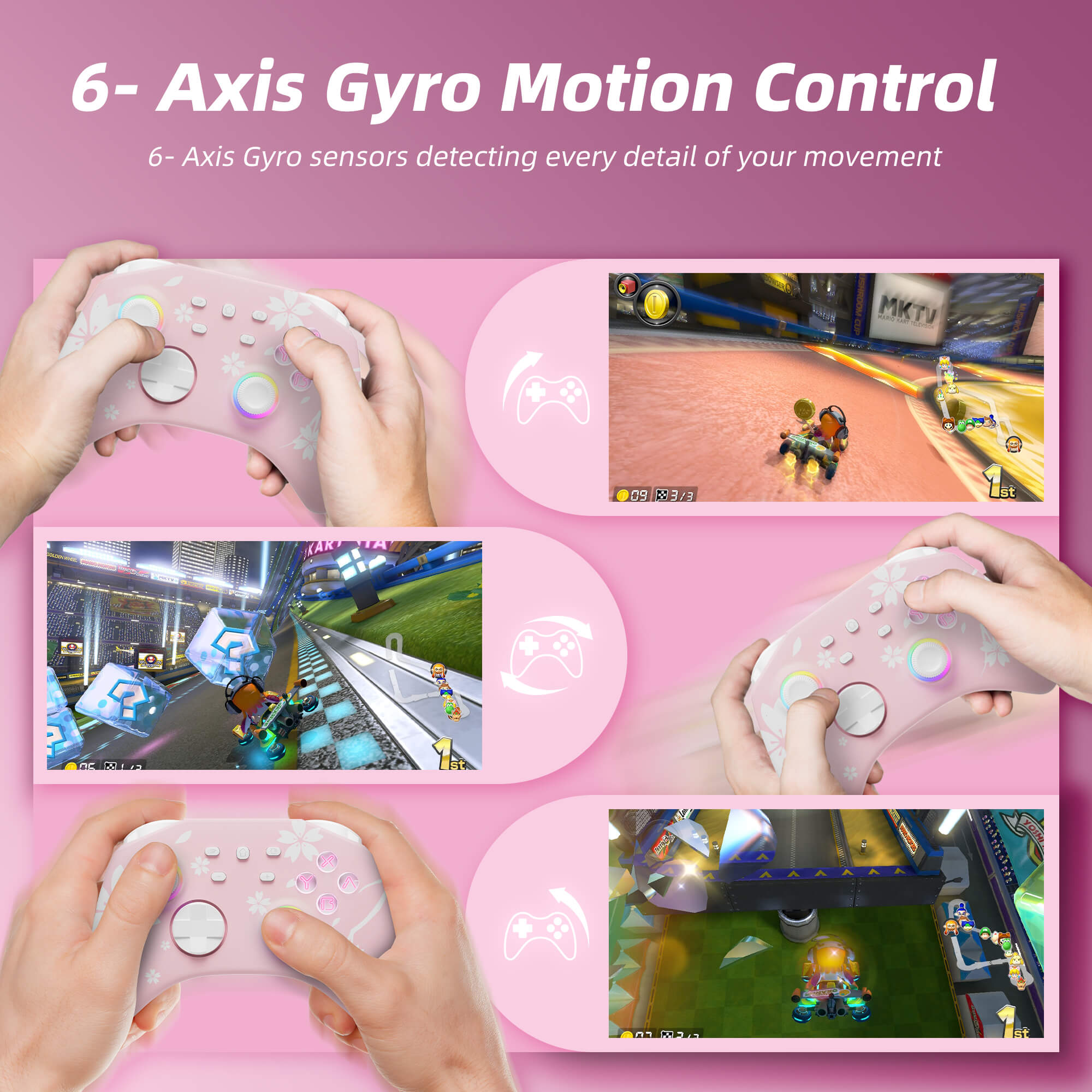 Mytrix Wireless Pro Controller Sakura Pink, Bluetooth Controller with Programmable Mytrix Wireless Pro Controller Sakura Pink, Bluetooth Controller with Programmable